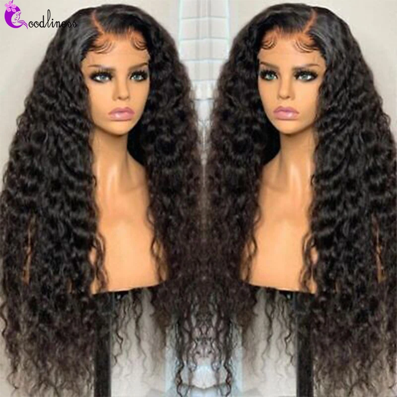 

Deep Wave Frontal Wig 13x6 HD Lace Front Human Hair Wigs For Women Peruvian Pre Plucked Deep Curly Lace Front Wig 180 Density