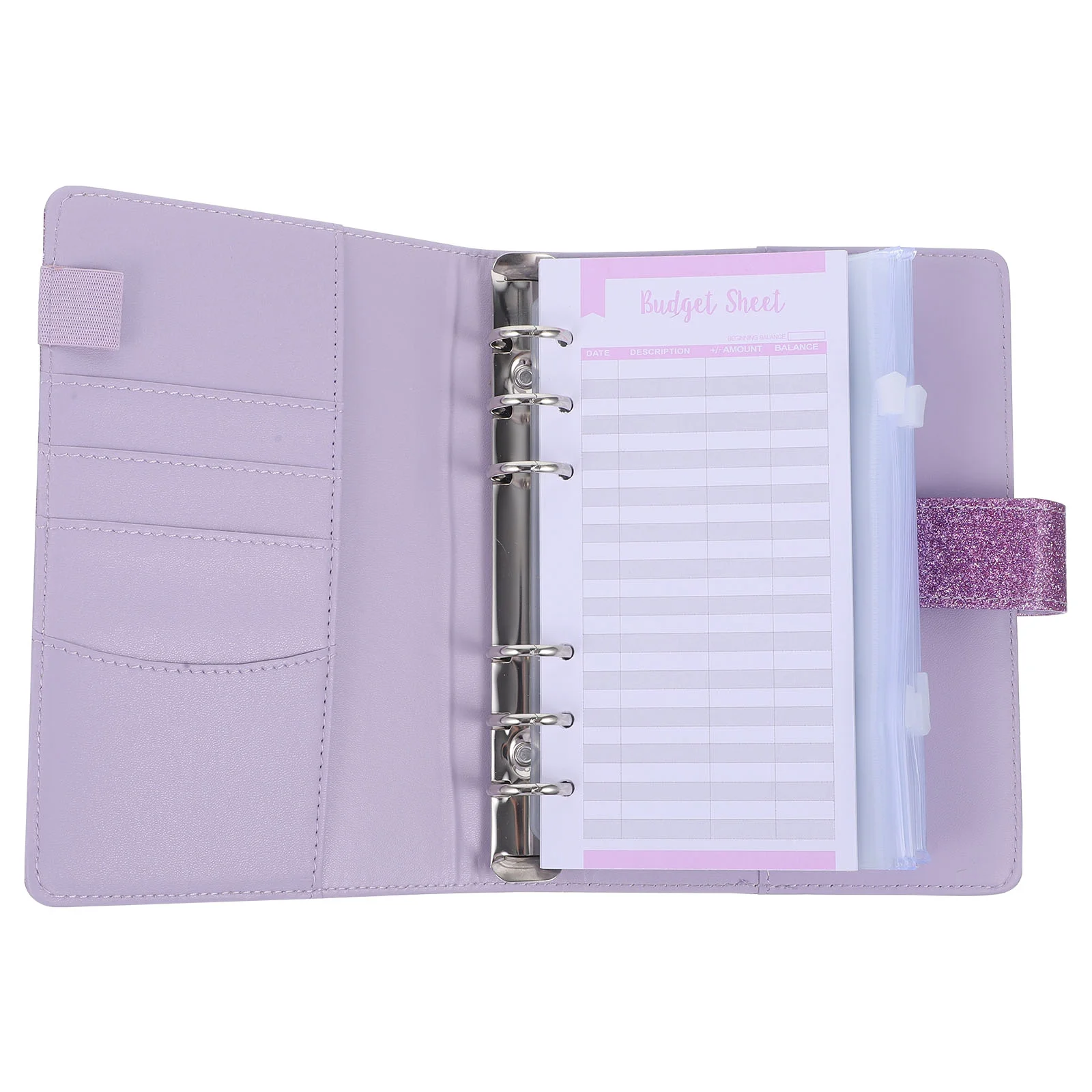 

Zipper Bag Money Binder Organizer Cash Book Envelope Recording Notepad Alloy Budgeting Loose-leaf Planner Deco Stickers