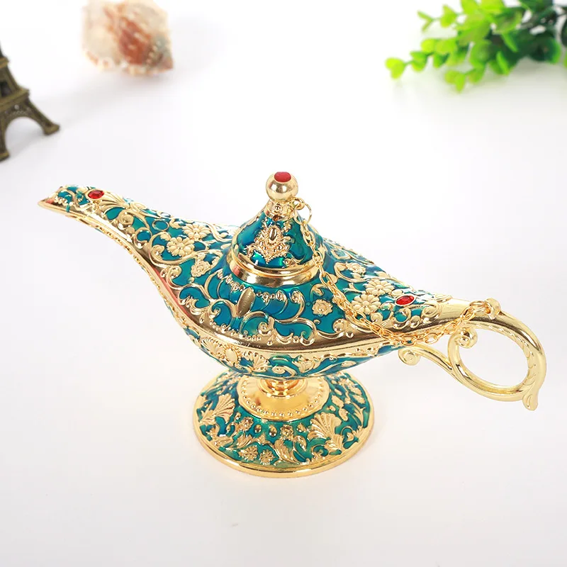Большая яркая металлическая волшебная лампа Genie ретро-лампа для желаемого масла