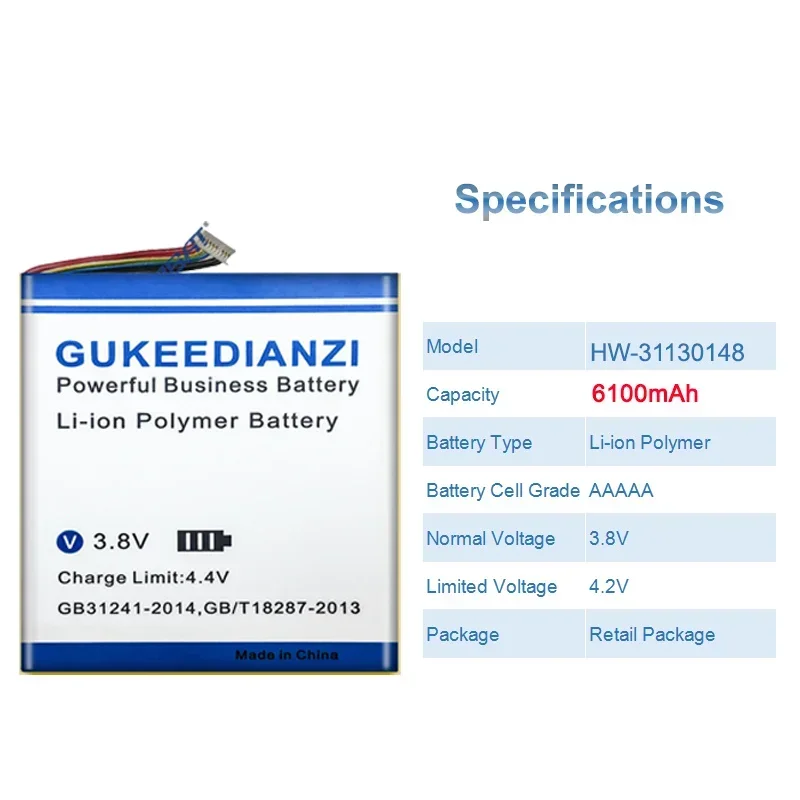 Аккумулятор GUKEEDIANZI большой емкости HW- 31130148 H- P 6100 мАч для планшетного ПК Chuwi Ubook CWI509