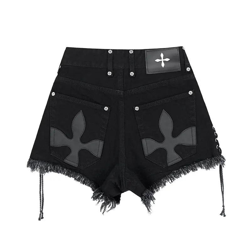

Snack Shorts Women 2022 High Waist Fringed Denim Loose Hot Pants Vintage Casual Streetwear Female Clothing Ropa Mujer Plus Size