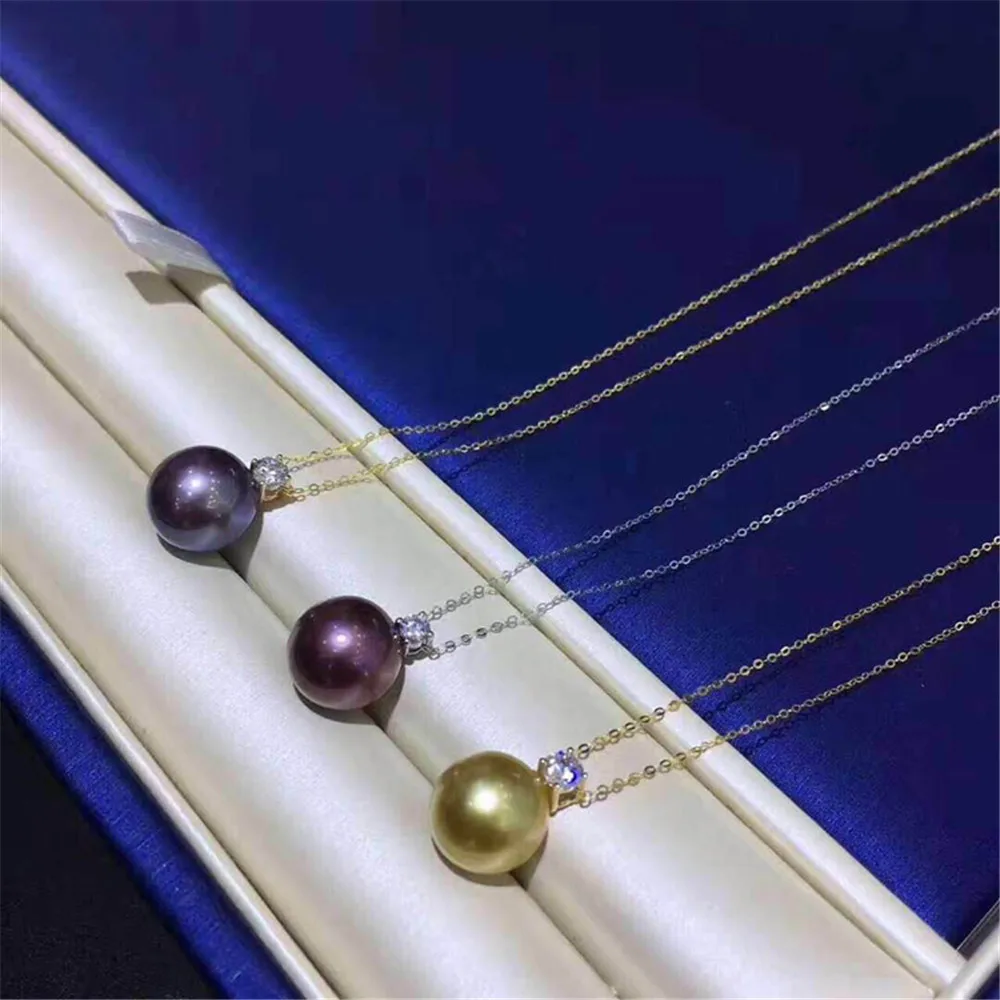Real 18K Gold AU750 half hole pearl pendant bead holder bead cap holder DIY first jewelry accessories material No Chain No Pearl