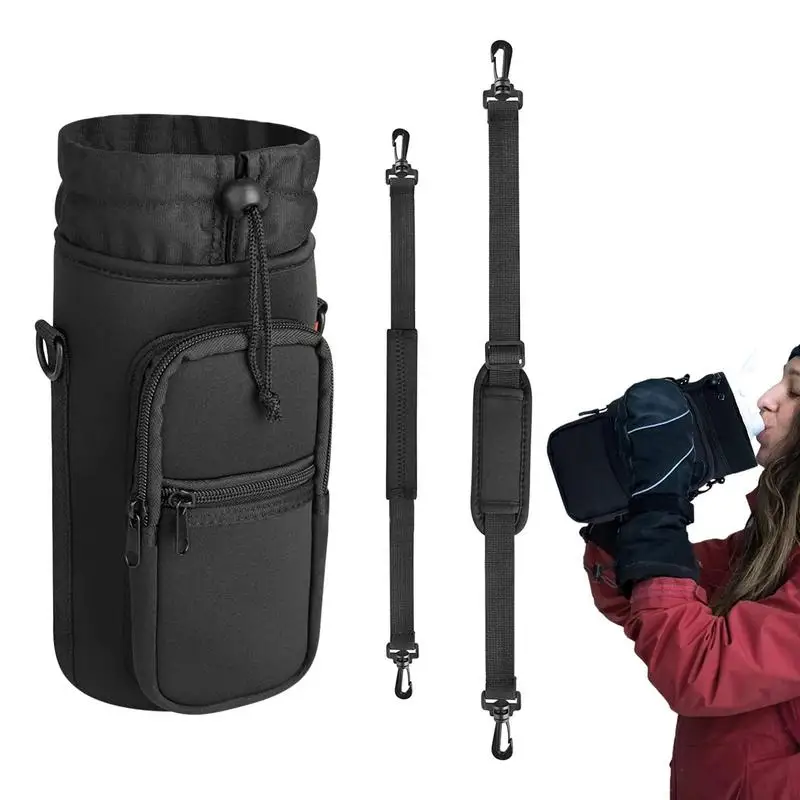 

Water Bottle Carrier With Strap Travel Water Bottle Bag Hydration Carrier Bottle Pouch Holder Adjustable Shoulder Hand Strap