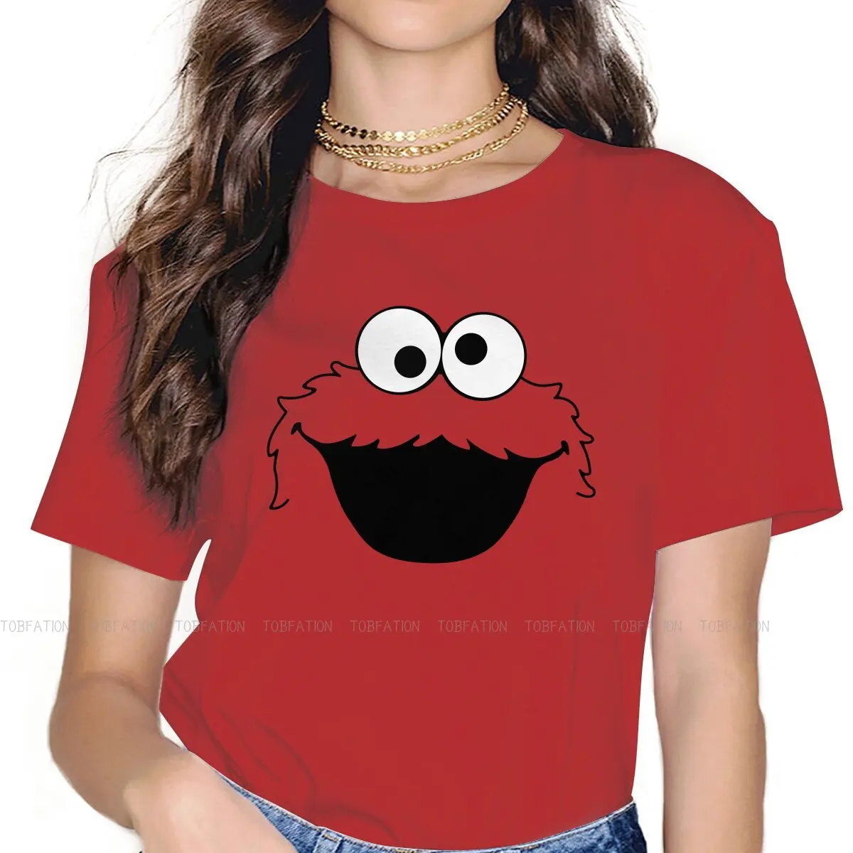 

Cookie Monster Face Female Shirts Sesame Street 80s TV Series Vintage Women Top Harajuku Casual Feminine Blusas