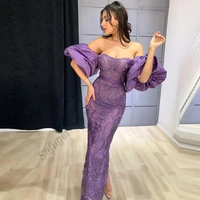 purple evening dress 2022 mermaid sweetheart sparkly beads formal prom floor length vestidos robes de soir%c3%a9e wedding party gown