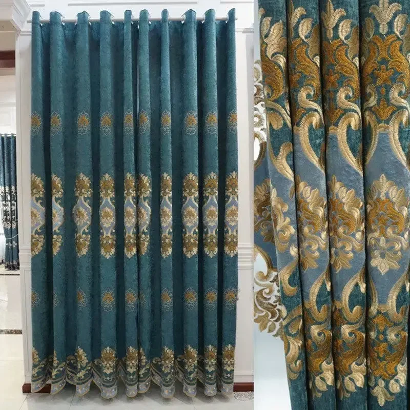 

20259-XZ Curtain Pure Color Luxury For BedRoom Black out luxurious Drapery door bead curtains beaded curtain