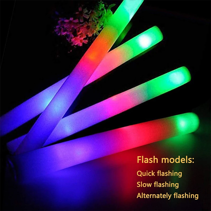 10/20Pcs Glow Sticks Bulk LED Colorful Foam Stick Glow Wands RGB Flashing Cheer Tube For Bar Party Wedding Concert Carnival 2022