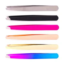 zxzzs luxury colorful stainless steel professional eyebrow tweezers mini hair clamp beauty eyebow makeup clips for wholesale