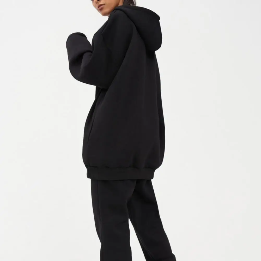 

2Pcs/Set Winter Suit Two Piece Suit Coat Pants Set Women Soft Hoodie Sweatshirt Sweatpants Suit