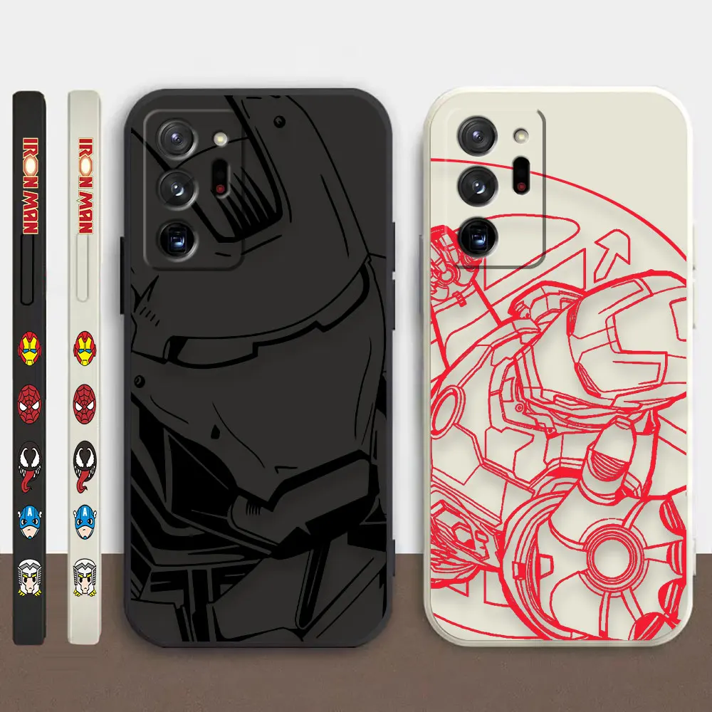 

Case For Samsung Galaxy A50 A30 A20S Note 20 10 9 M12 M40S Pro Plus Lite 4G 5G Liquid silicone Case Marvel Iron Man Comics