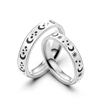 stainless steel sun moon star ring for women couple fashion silver color punk party finger cuff jewelry wedding gift accessories