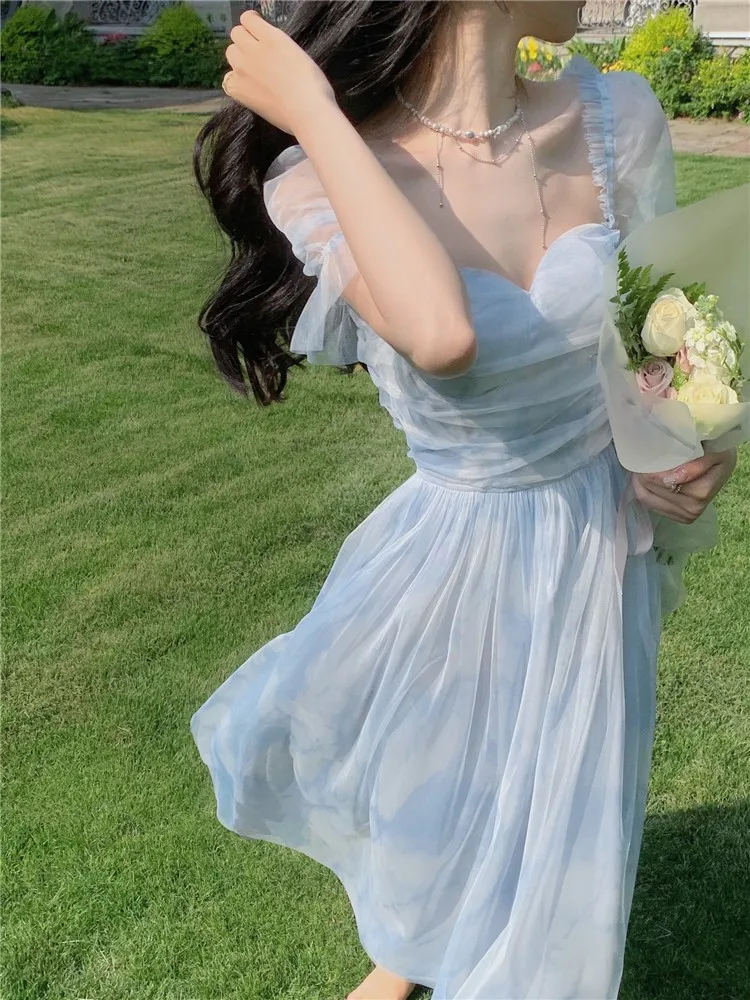 

Женское винтажное платье-миди, Элегантное летнее вечернее платье принцессы во французском стиле, новинка 2023 года