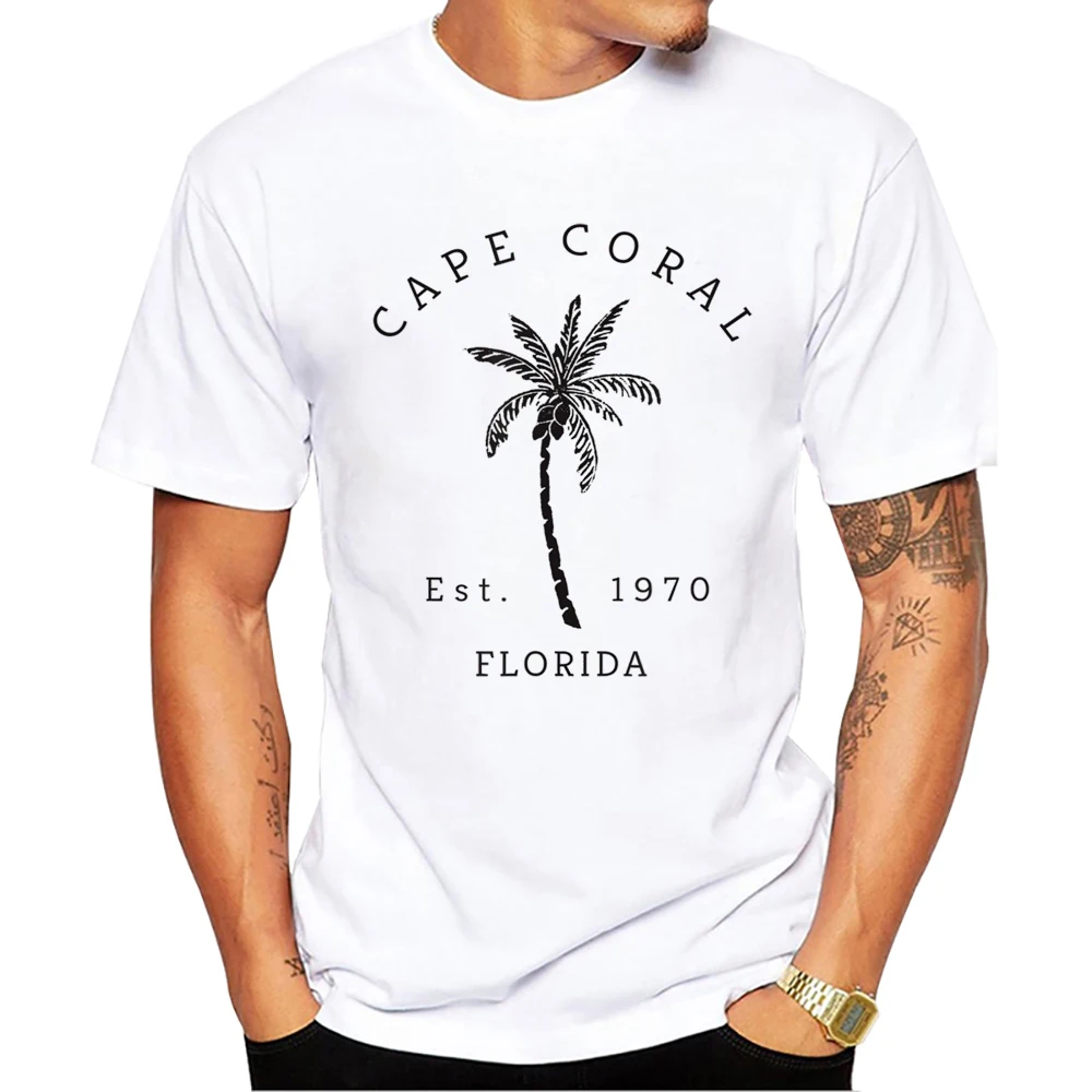TEEHUB Retro Cool Cape Korallen Männer T-Shirt Florida Strände Gedruckt T Shirts Kurzarm T-shirts Harajuku T – Detail 1