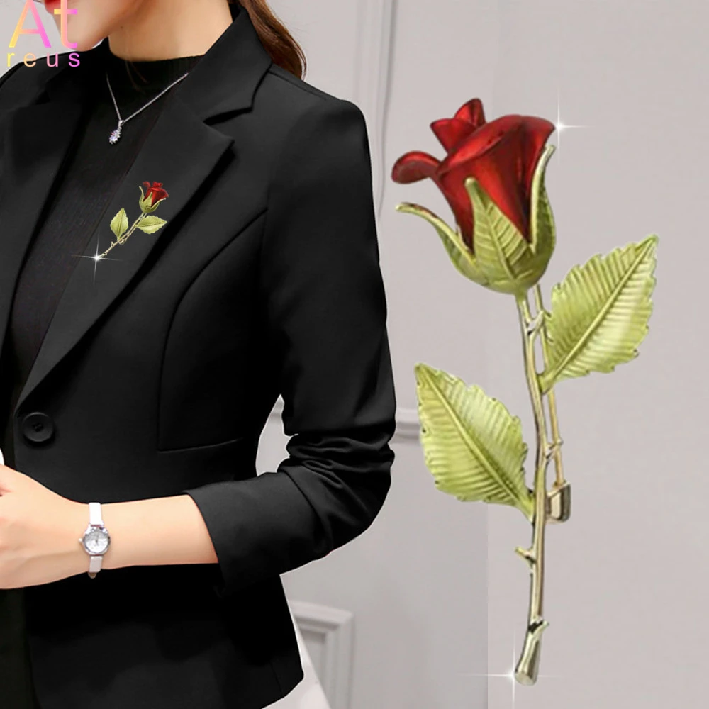 

3D Artificial Rose Flower Brooches For Women Fashion Oil Drip Brooches For Men Brilliant Bridal Groom Engagement Wedding Jewelry