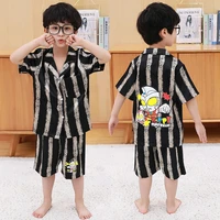 boys pajamas clothes sets summer 2 to 9 years children cotton sleeveless suits shorts 2pcs tracksuits for baby kids nightclothes