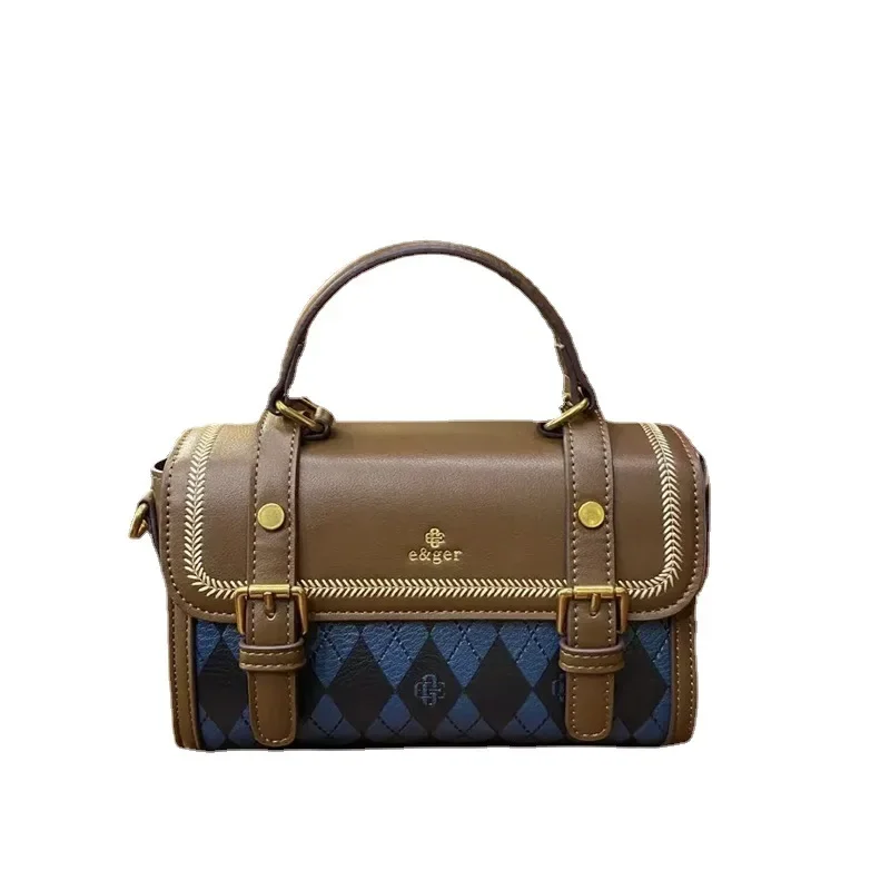

Luxury Blue Plaid Contrast Color Portable Cambridge Bag Women's Bag 2023 New Versatile Fashion Purse One-shoulder Satchels Sac
