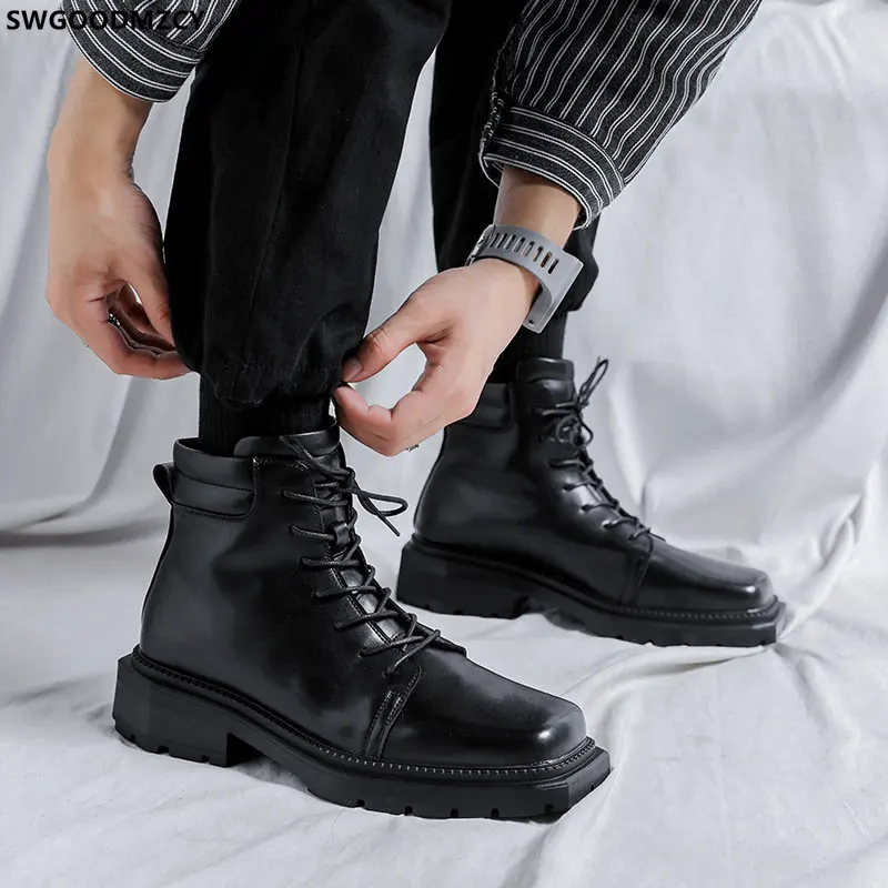 

Martin Boots Leather Shoes for Men Ankle Boots for Men Casual Shoes for Men Stivali Casuales Black Boots Zapatillas De Deporte