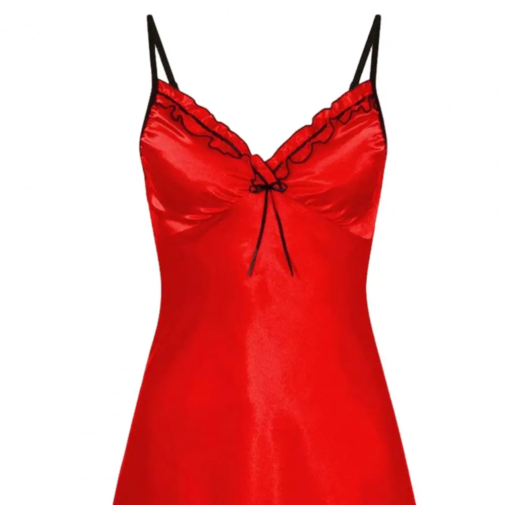 Женская летняя кружевная ночная рубашка на тонких бретельках платье-трапеция