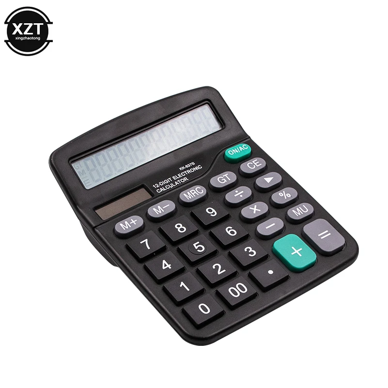 12 Digits Large Screen Electronic Calculator Solar Calculator Dual Power Calculator Office Financial Calculator with Battery