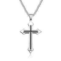simple classic fashion double sided cross antique silver color pendant girl short long chain necklaces jewelry for women