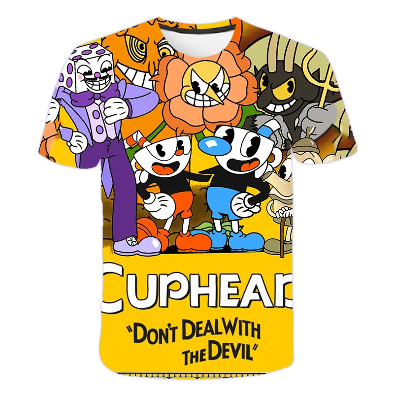 Детские мужские футболки Cuphead с 3D принтом высококачественные Полиэстеровые