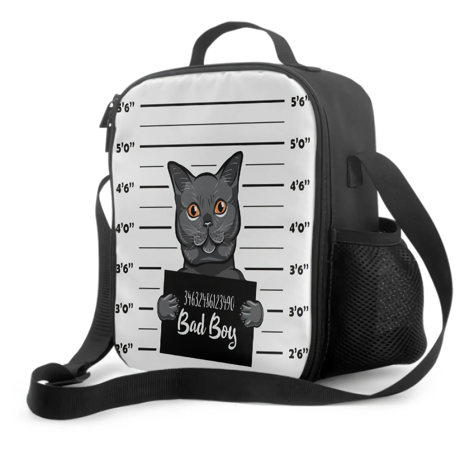 

Изолированный Ланч-бокс с изображением кошки для девочек и мальчиков, герметичная женская сумка с регулируемым плечевым ремнем, многоразов...