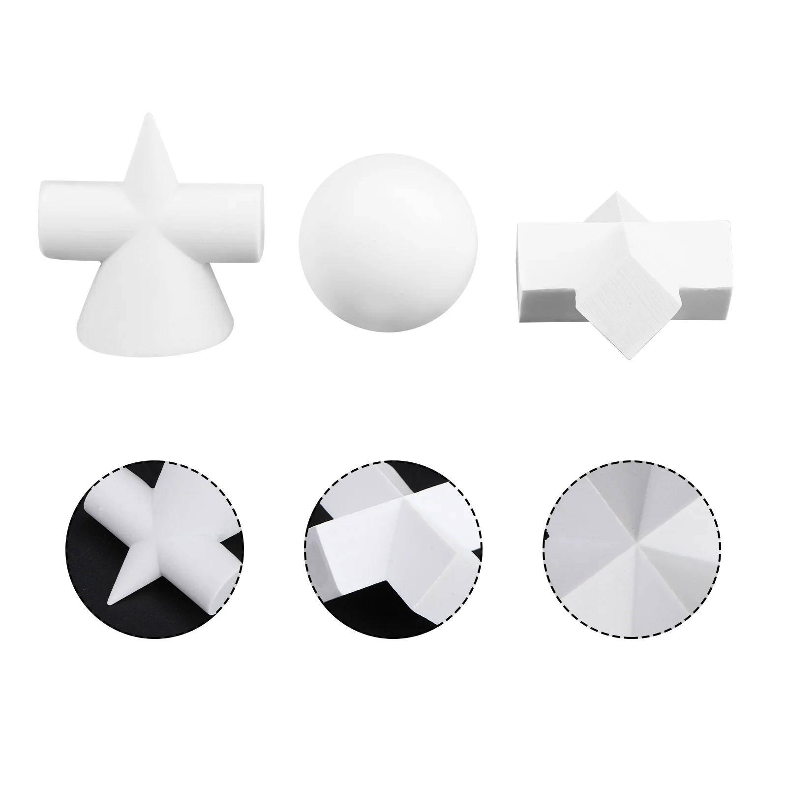 

3pcs Creative Geometry Sketch Still Life Teaching Aid Sculpture Decor(White)