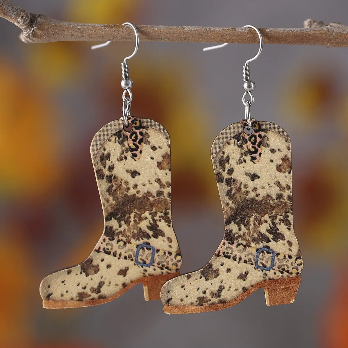 

BROWN COWBOY BOOT EARRINGS Cowgirl Boots Wooden Dangle Earrings Gifts for Her Country Western Cow Girl Jewelry & Accessories