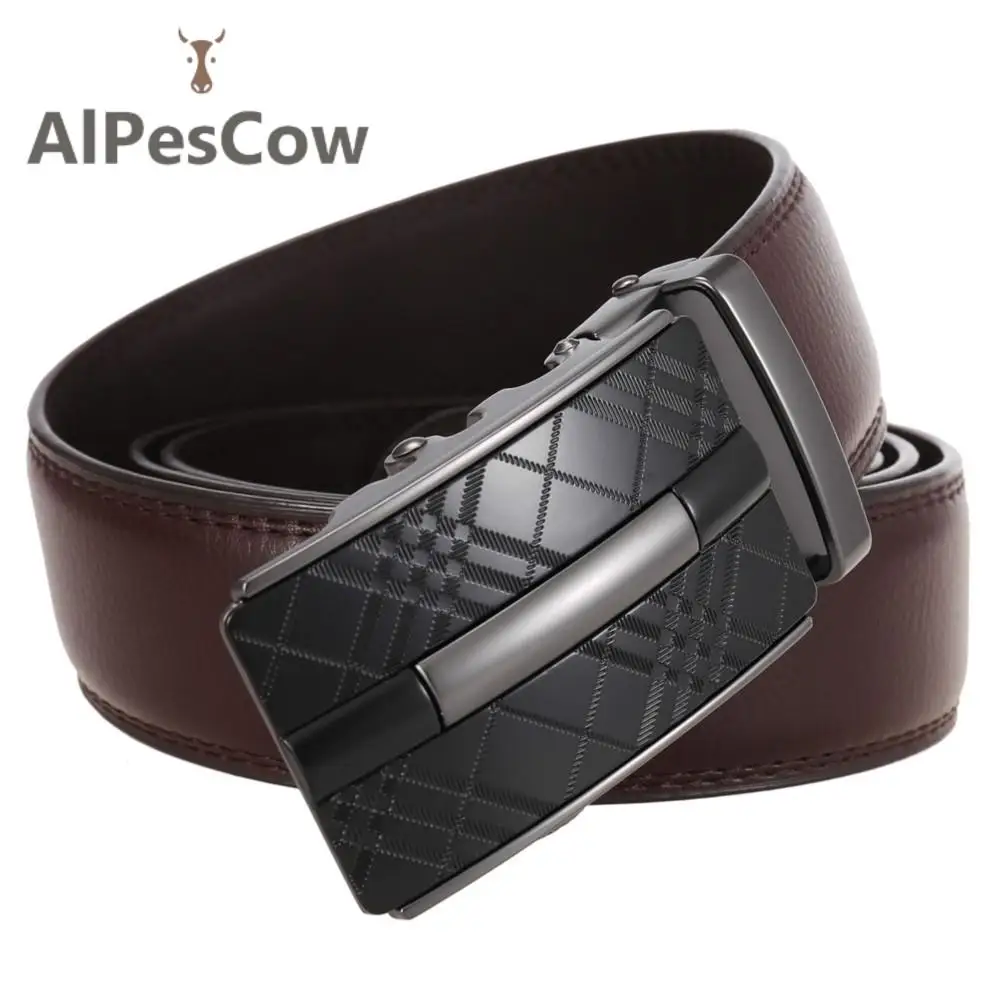 

High Quality 100% Alps Cowhide Ratchet Belt for Men Genuine Leather Waist Strap Waistband Casual Designer Male Luxury Business
