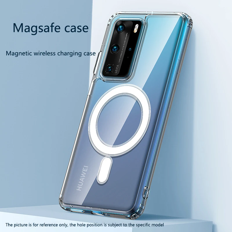 

Противоударные прозрачные чехлы Magsafe для Huawei Mate 40 Pro, прозрачный Магнитный чехол с беспроводной зарядкой для Huawei P40 Pro, чехол