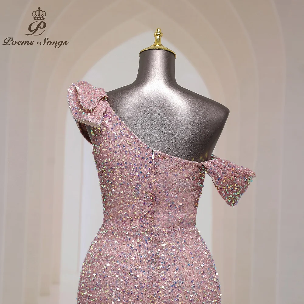 Новое сексуальное вечернее платье ярких цветов на одно плечо женское с блестками