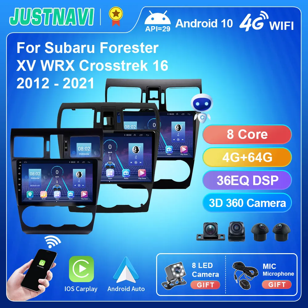 JUSTNAVI QT5 per Subaru WRX SJ 2016-2021 per Subaru Forester XV WRX Crosstrek 16 2012 - 2021 autoradio Android 10.0 IPS 8 Core