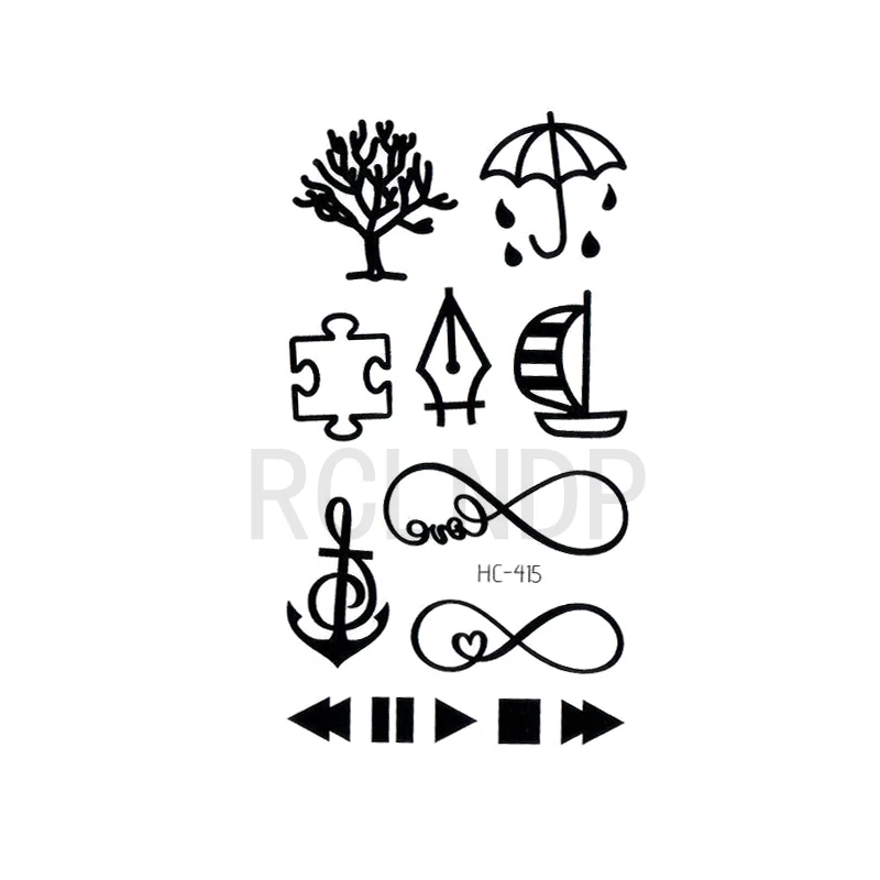 Водостойкая Временная тату-Наклейка дерево Зонт стрелка якорь номер 8 лодка Ele