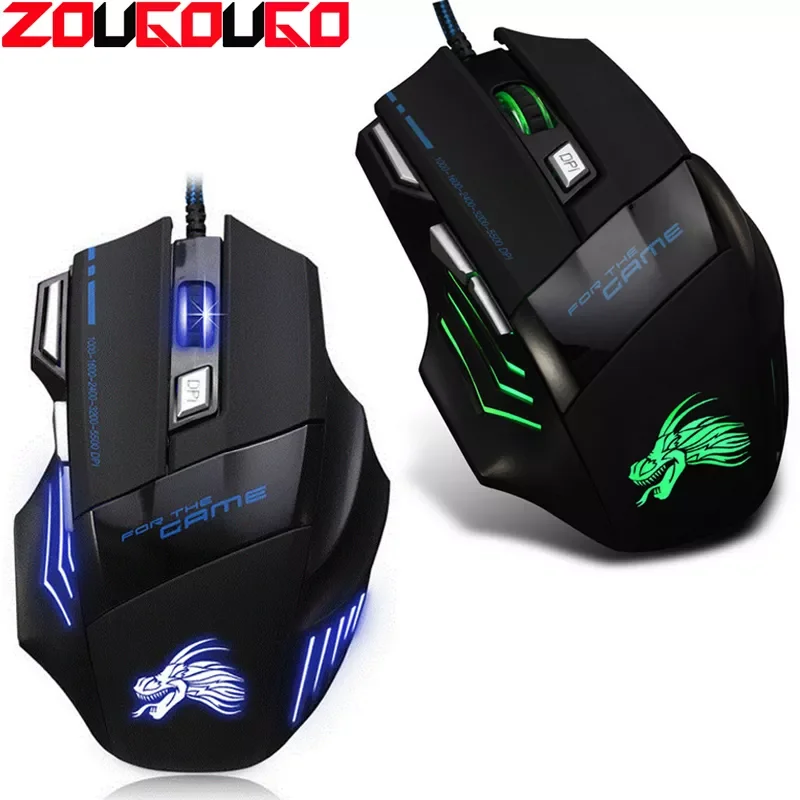 

Professional 5500 DPI Gaming Mouse 7 Buttons LED Optical USB Wired Mice for Pro Gamer High Quality
