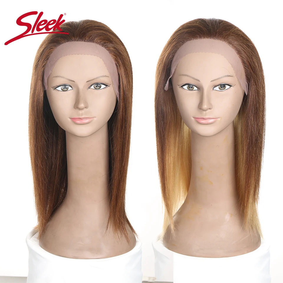 Sleek Lace Front Human Hair Wigs Brazilian Blonde Highlight F2/33 Red Color Straight Lace Wigs 13X4 Lace Frontal Remy Hair Wig