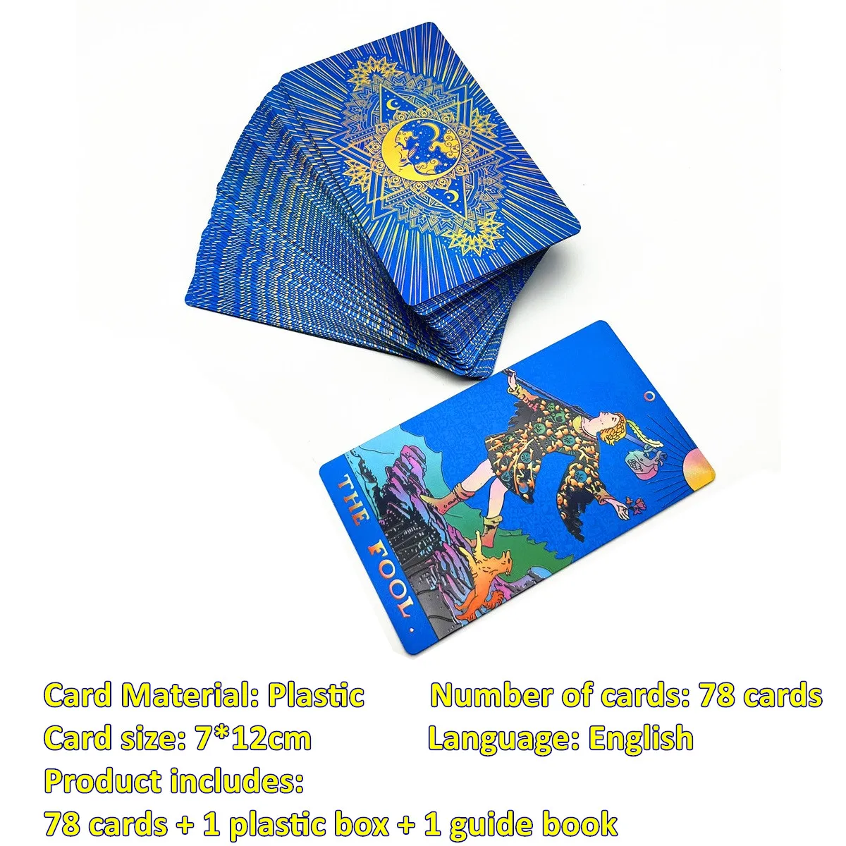 1 колода пластиковых карт-Таро золотые черные синие зеленые карты-оракул 7*12 см