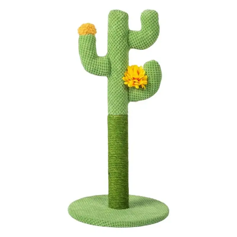 

Cactus Cat Scratcher Tower Vertical Cactus Cat Tree Interactive Kitten Scratcher Featuring 3 Scratching Poles For Indoor Adult