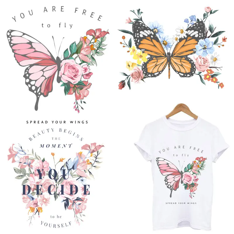 

2022 Flower Butterfly Fusible Textile Transfer Rhinestones Applique Iron-on Transfers Patch for Clothing Ironing Applications