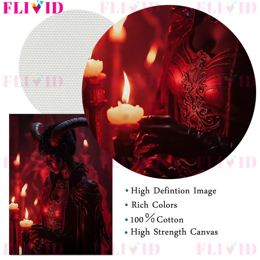 Демонический суккубус с рогами на голове винтажное настенное Искусство Холст