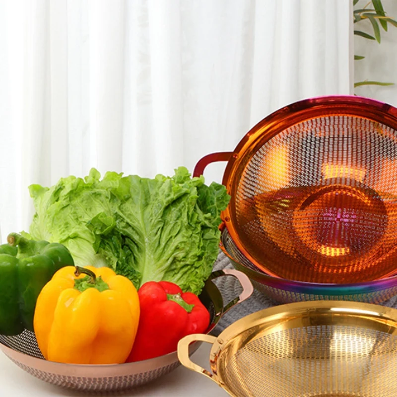 

Stainless Steel Drain Basket Rice Strainers Rice Mesh Filter Vegetable Basket With Handle Kitchen Tool