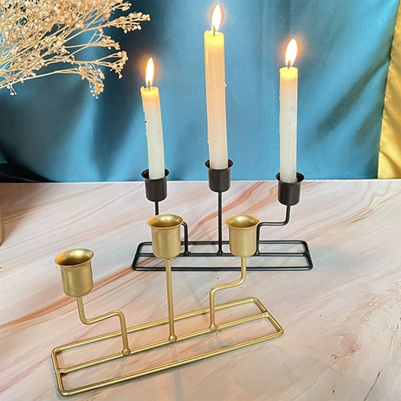 Nordic Metal Candlesticks Holder Dinner Retro Iron Candlestick Ornaments Wedding Table Candle Decoration for Room Home