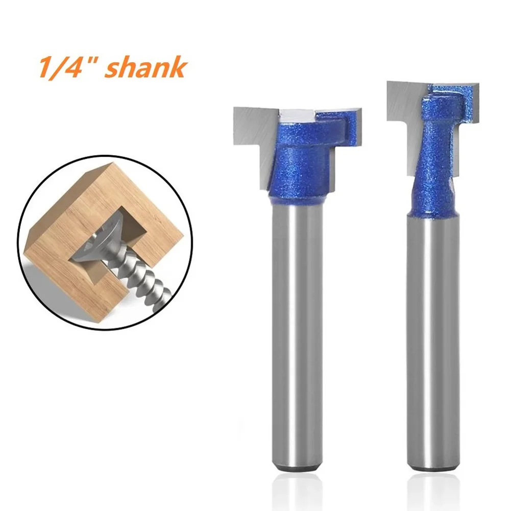 

1/4inch Shank T-Slot Router Bit T-Slot Cutter Key Hole Bit Hex Bolt T Slotting Milling Cutter For Wood Woodworking Tool