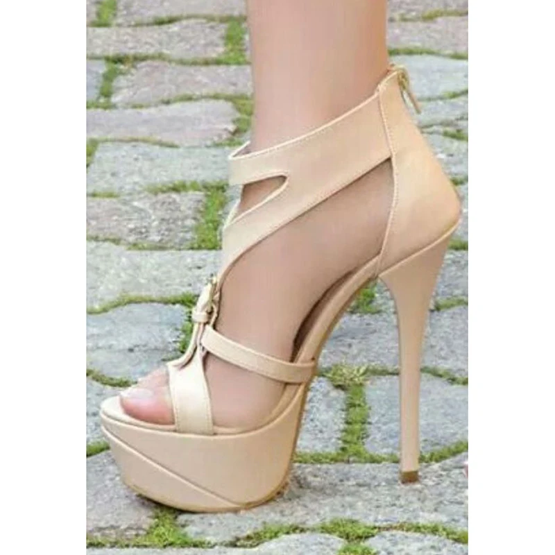 Женские босоножки ZHIMA на платформе из искусственной кожи с открытым носком