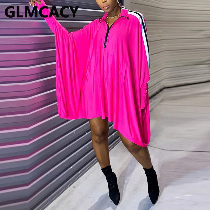 Women Batwings Sleeve Loose Dress Hip Hop Streetwear Solid Casual Mini | Женская одежда