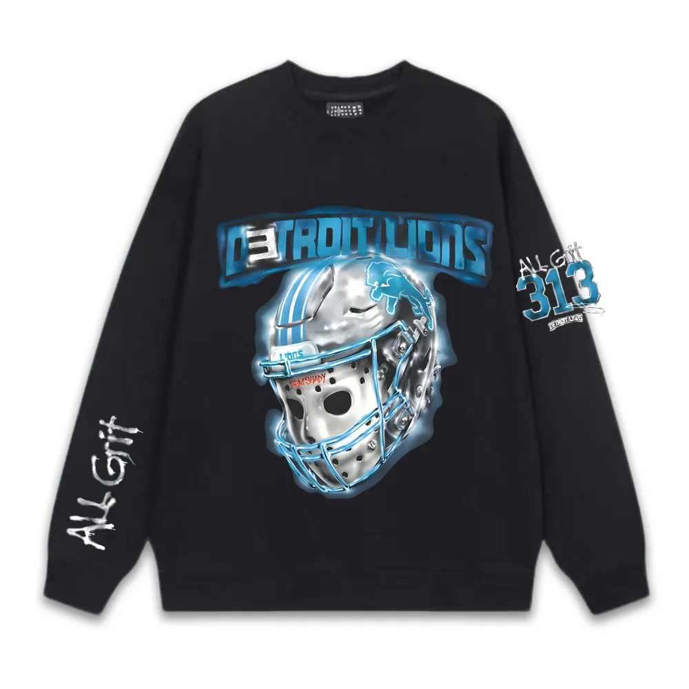 Фото EMINEM X LIONS ALL GRIT LONGSLEEVE 2025 Новый американский рэпер Эминем такой же, как официальный сайт Осень/Зима Высококачественная толстовка с капюшоном №1