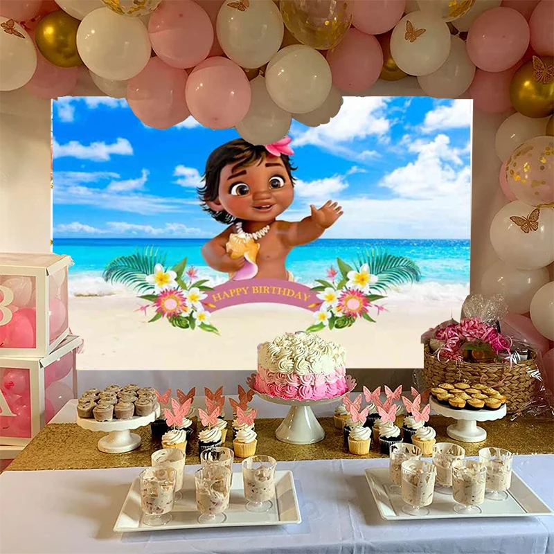 Фон для фотографирования новорожденных девочек с изображением Моаны |