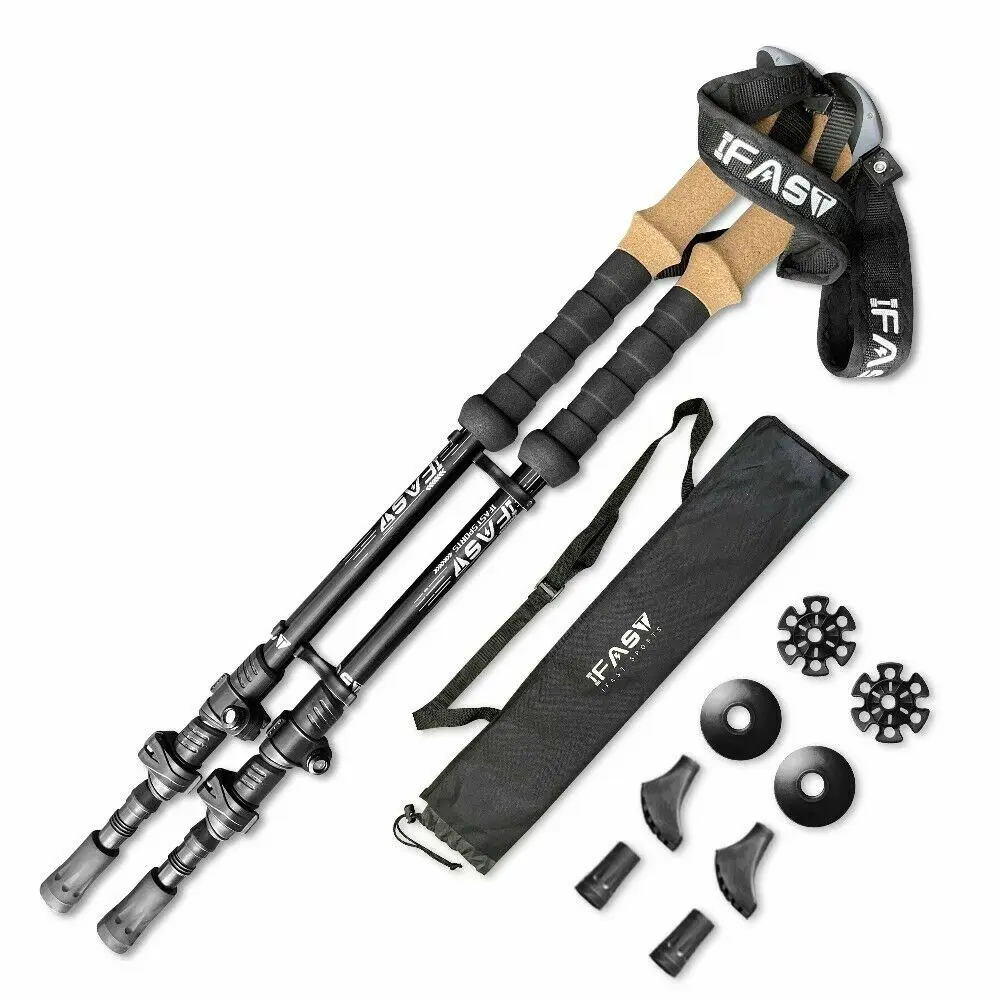 

Trekking Poles - 2 Pack Collapsible Climbing Stick with Cork Grip & Padded Strap