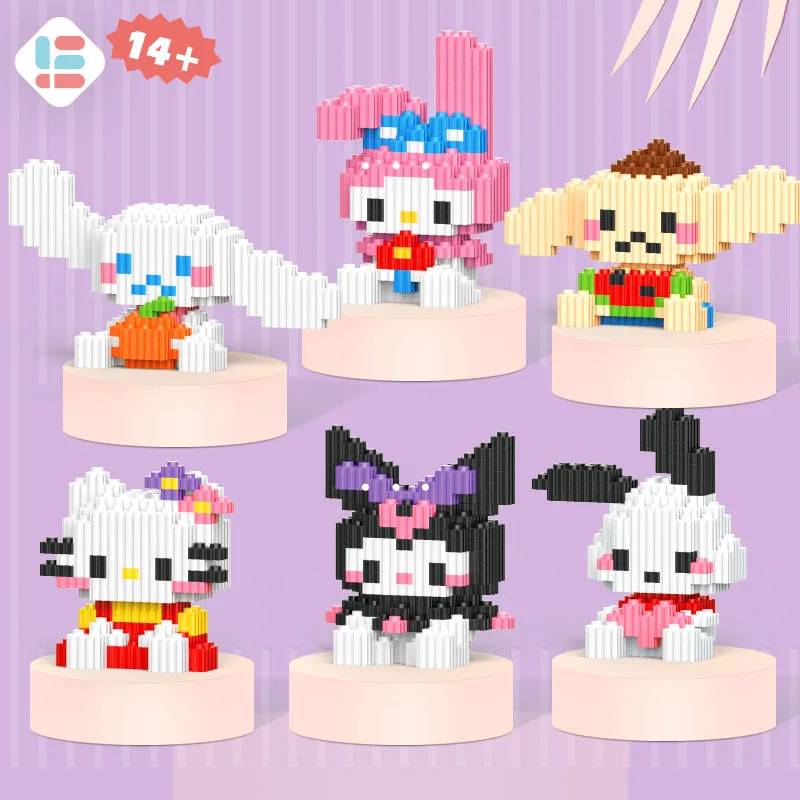 

Kawaii Sanrio Miniature Puzzle Building Blocks Kuromi Cute Anime Children's Educational Toys Desktop Ornaments Toy for Girl Gift