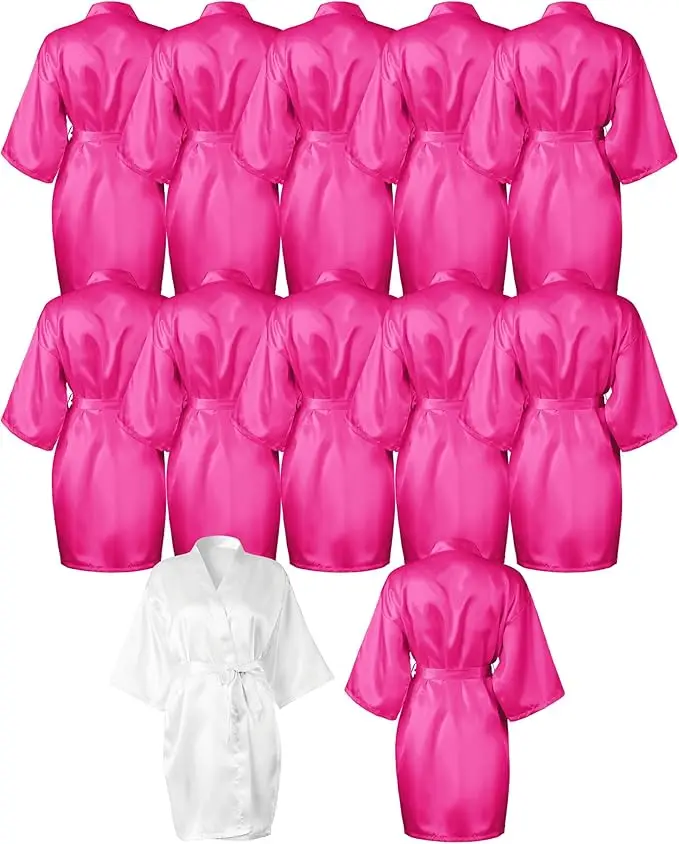 12 шт. женских халатов-кимоно шелковистые свадебные халаты для подружек невесты