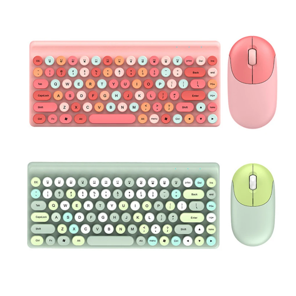 

Клавиатура и мышь беспроводные, универсальный набор для дома и офиса, школы, ноутбука, ноутбука, клавиатуры, игровые аксессуары, розовый цве...